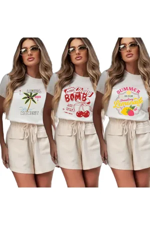 Cold Kit 3 Blusa Camiseta T shirt feminino estilosa 100% Algodão KIT-FEM-PEACHES