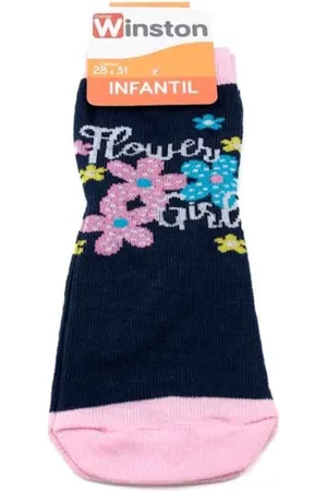 Winston Meia Flowers Girl 0350036-007 Marinho/Rosa Incolor