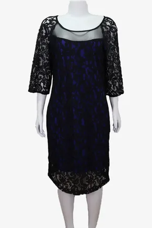 EMIGÊ Vestido Leli Curto Casual Renda Bicolor Produto Gentilmente Usado