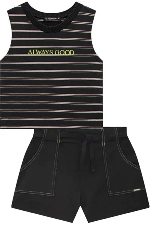 Lilimoon Infantil - Conjunto de Blusa Boxy e Shorts em Sarja