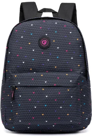 Ferrazzi Mochila Feminina Juvenil Escolar Espaçosa Preta Personalizada com Corações