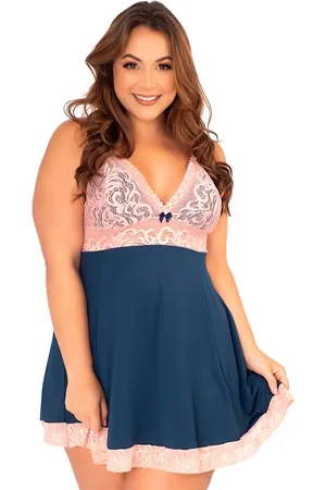 Sigh Camisola Plus Size Bicolor Renda Lingerie Feminina Sensual