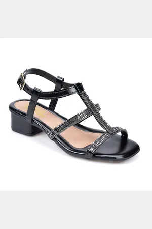 Menina Fashion Infantil - Sandália Tiras De Strass Salto Confortável Preta