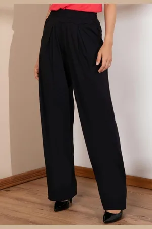QUINTESS Calça Cós Largo Com Pregas E Bolsos