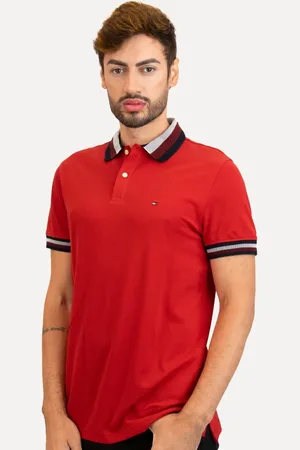 Tommy Hilfiger Polo Masculina Regular Two Tone Shade Collar Vermelha