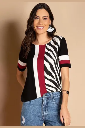 QUINTESS Blusa Com Recortes Mangas Curtas