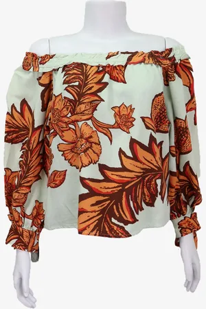 EMIGÊ Blusa Cortelle Ciganinha Floral Laranja Produto Gentilmente Usado