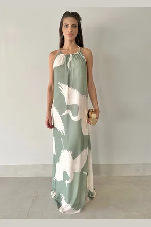 Miesse Vestido Decote nas Costas Festa Estampa Libert