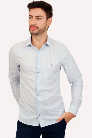 Dudalina Camisa Masculina Milano Fit Easy Icon Listras Claro