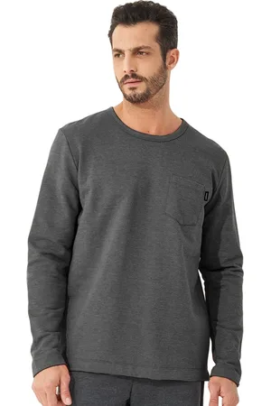 Colcci Moletom Masculino Crewneck Pocket Tag Chumbo Mescla