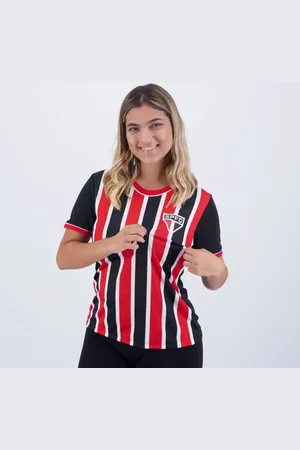 Braziline Camisa São Paulo Classmate Feminina Preta e Vermelha