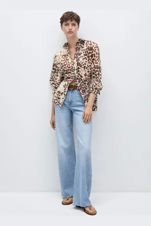 MANGO Camisa Reta Animal Print