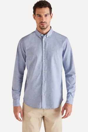 Reserva Camisa Masculina Oxford Color Icon Royal Mescla
