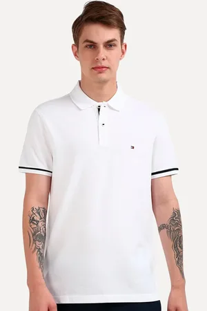 Tommy Hilfiger Polo Masculina Regular Piquet Under Placket Detail Branca
