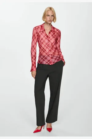MANGO Camisa Slim Xadrex Vermelha