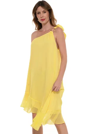 Bisô Vestido Curto Assimétrico Chifon