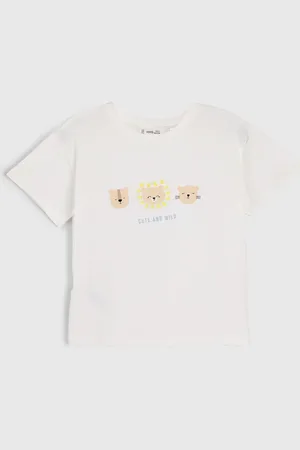 MANGO Camiseta Manga Curta MANGO Estampada Off-White