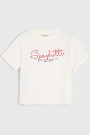 MANGO Infantil - Camiseta MANGO Spaghetti Off-White