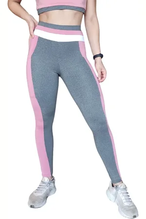 Heide Ribeiro Calça Legging Pink, Gray and White Pocket Bolso Com 3 Cores Cinza, Rosê e Branco