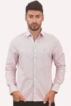 Tommy Hilfiger Camisa Masculina Xadrez Soft-Washed Vermelha