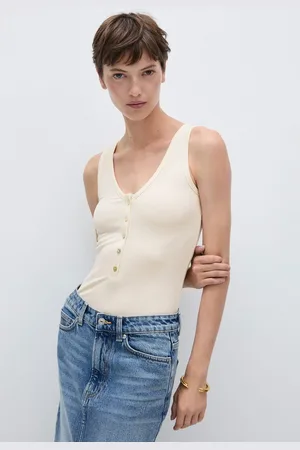 MANGO Regata Ajustada Botões Off-White