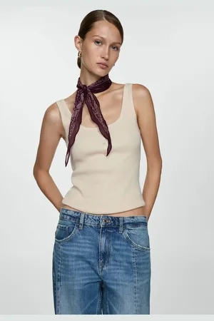 MANGO Regata Canelada Ajustada Botões Off-White