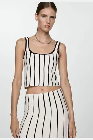 MANGO Regata Cropped Ajustada Listrada Off-White