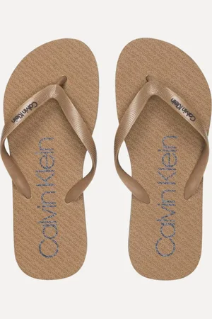 Calvin Klein Chinelo Swimwear Silk Basic Navy Logo Cáqui Médio