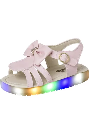 BEAKID Infantil - Sandália Menina Luz Led Que Acende Com Laço Strass
