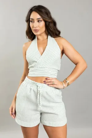 Lemier Jeans Blusa Listrada Em Poliéster Feminina Lemier Collection