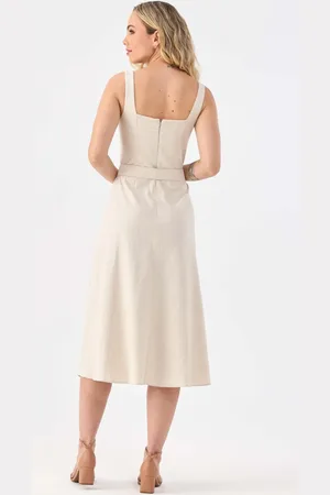 PKS Vestido Midi Linho Natural