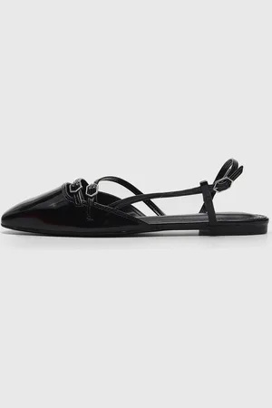 Via Uno Sapatilha Slingback Verniz Preta