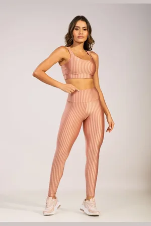 VEKYO Conjunto Fitness Top Bojo Removível e Calça New Zig Claro