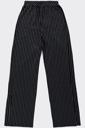 ENFIM Calça Wide Leg Feminina Em Malha Jacquard Listrada
