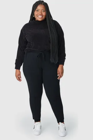 Malwee Calça Básica Feminina Plus Size Jogging Em Moletom Stretch Flanelado