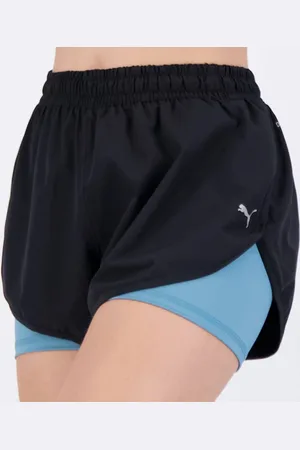 PUMA Shorts 2 em 1 Feminino Preto e Azul