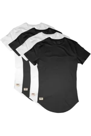 Di Nuevo Kit 04 Camisetas Masculina Longline / Oversized Preta e Branca