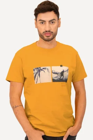 OSKLEN Camiseta Masculina Regular Vintage Tropical Winds Amarelo Escuro