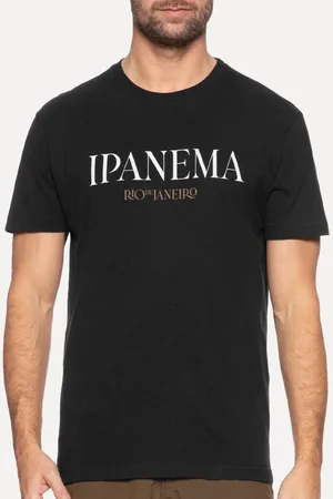 OSKLEN Camiseta Masculina Regular Vintage Ipanema Serif Preta