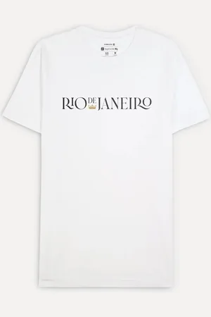 OSKLEN Camiseta Masculina Slim Stone Rio De Janeiro Serifado Branca