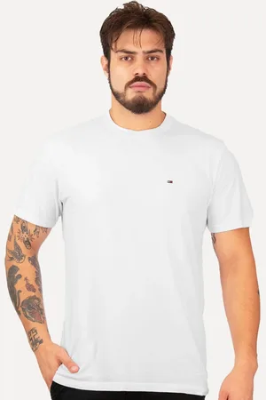 Tommy Hilfiger Camiseta Masculina Regular C-Neck Flag Branca