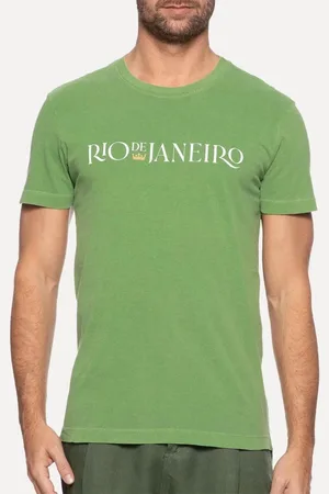 OSKLEN Camiseta Masculina Slim Stone Rio Serif Verde Médio Incolor