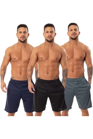 FRISTYLE Kit 3 Bermuda Esportiva Academia Corrida Bolso Masculina