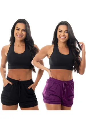 FRISTYLE Kit 2 Short Corrida Feminino Treino Academia Esportivo Bolso