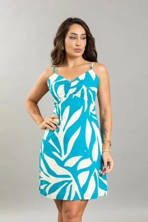 Lemier Jeans Vestido Curto Feminino Estampado Floral Lemier Collection