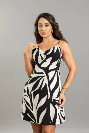 Lemier Jeans Vestido Curto Feminino Estampado Floral Lemier Collection