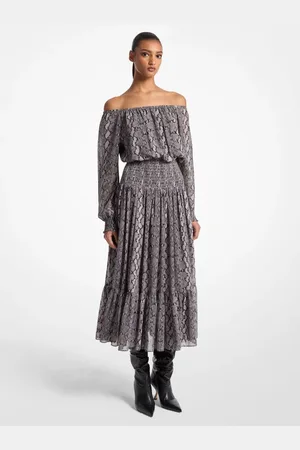 Michael Kors Vestido Georgette Midi De Poliéster Mf482jcf4n001