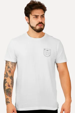 OSKLEN Camiseta Masculina Slim Stone Brasão Rough Branca