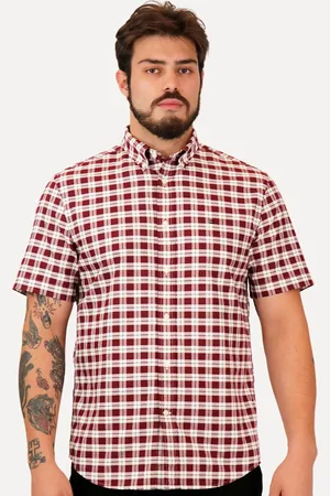 Tommy Hilfiger Camisa Masculina Manga Curta Regular Small Check Marsala