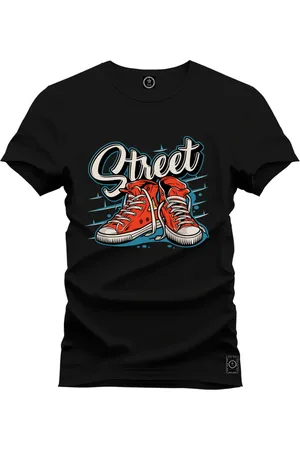Nexstar Camiseta Estampada Confortável Algodão Street Tenis